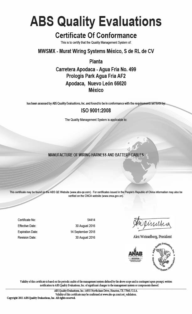 MEXICO ISO-9001 CERTIFICATE